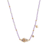 Daiiibabyyy  Natural moon and star purple beaded chain, fresh and elegant, fashionable accessory
