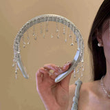 Daiiibabyyy  1PC Diamond Tassel Flocking Hair Bands for Women Delicate Fashion Hair Accessories Premium Sense Simple Versatile Hair Accessori