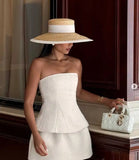 Daiiibabyyy  Summer straw hat 100% paper green ladies summer beach sun protection flat top straw hat шляпа женская летняя