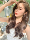 DAIIIBABYYY  -  Fashionable Long Curly Hair Middle Parted Side Bangs Big Wave Lazy Curling Summer Full Head Cover