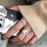 Daiiibabyyy 925 Sterling Silve Irregular Ring for Women Girl Gift Vintage Matte Finish Trend Chunky Versatile Jewelry Dropshipping