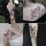 Daiiibabyyy  12pcs Flower Tattoo Stickers Arm Chest Temporary Tattoo Waterproof Fake Tattoo