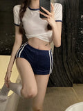 DAIIIBABYYY  -  Hot Girl Sexy Suit Women's Summer O-neck Short-sleeved T-shirt High-waisted Shorts Two-piece Set Fashion Female Clothes