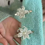 Daiiibabyyy  2pairs Elegent Lily Hair Clips with Star Print Harajuku Vintage INS Trendy Flower Shape Hairpin Aesthetic Hair Accessories Girls