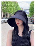 Daiiibabyyy Summer Empty Top Straw Hat For Women Bowknot Wide Brim Floppy Panama Hats Female Lady Visor Cap Outdoor Foldable Beach Sun Caps