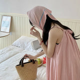 Daiiibabyyy  Women's Scarf Korean-style Small Square Scarves Fresh And Simple Purple Color Floral Floral Style Retro And Artistic Headscarves