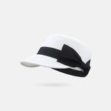 Daiiibabyyy  Bow shaped dome grass woven duckbill hat for women, summer outdoor face enhancing small grass hat, sun protection and shading