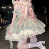 DAIIIBABYYY  -  Japan Lolita Jsk Sweet Dress Women Elegant Ruffles Lace Bandage Princess Strap Dresses Girls Y2k Kawaii Tea Party Mini Dress