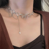 Daiiibabyyy  New Korean Butterfly Choker Necklace For Women Ladies Exquisite Love Heart Clavicle Chain Necklace Jewelry Gift