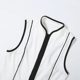 Daiiibabyyy  Women Sleeveless Solid Color Zipper Top Suit Sexy Slim Fit Hip Hugging Tight Shorts Set Summer Casual Comfortable Street Trend