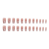 Daiiibabyyy 24pcs Mid Length False Nail Ins Star Heart Design Pink Fake Nails Patch Korean Sweet Girl Coffin Artificial Acrylic Nail Tips