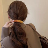 Daiiibabyyy  Fashion Elliptical Leopard Print Hair Clip PVC Arc Spring Clip Grab Clip Headwear Large Hairpin Girl