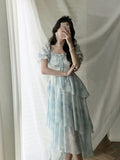 Daiiibabyyy  Irregular Chiffon Summer New Style Slim Floral Dress