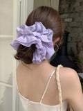 Daiiibabyyy  Summer new large pleated hair tie cream colored checkered multi layered hair tie coiled hair ponytail hair flower