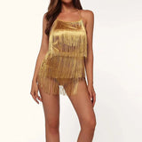 Daiiibabyyy  High Street Fashion Backless Playsuits Sexy Hot Girl Sleeveless Hollow Out Tassel Romper Summer Pure Color Halter Mini Jumpsuits