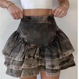 DAIIIBABYYY  -  2024 Summer Korean Retro Minimalist Fashion Sweet Short Skirt High Waist Panel Hundred Pleats Distressed Women's Mini Skirts