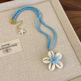 DAIIIBABYYY  -  Boho Weaving Flower Shell Personalized Coconut Tree Pendant Beaded Necklace For Girls Vacation Beach Jewelry 2025 New