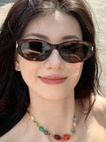 DAIIIBABYYY  -  Retro Cat Eye Sunglasses Women Narrow Frame Designer Rivet Punk Gradient Lens Trendy Vintage Summer Brand Ladies Eyewear