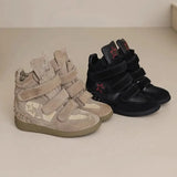 Daiiibabyyy  Retro High Top Shoes Women's Casual Magic Tape De Xin Thick Bottom Heightening Sports Board Shoes Autumn Winter New Style
