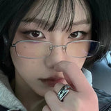 Daiiibabyyy Small Square Alloy Frame Glasses Retro Reading Glasses Anti Blue Light Presbyopic Glasses Women Men Metal Clear Lens Eyeglasses