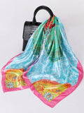 Daiiibabyyy  Fashion Square Silk Scarf Women Luxury Brand Satin Print Hijab Scarves Pareo Bandana Female Shawl Wrap Headband Foulard 90*90cm