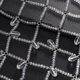 Daiiibabyyy  Luxury Acrylic Bridal Mesh Cap Headpiece Women Head Accessories Handmade Elegant Crystal Tassel Hair Chain Hat Wedding Jewelry