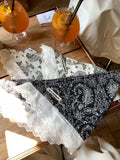 Daiiibabyyy  Spice Girl Cashew Flower Lace Triangle Hair Scarf Headscarf Women Spring Summer Travel Photographs All-match Headscarf Hair Belt