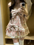 Daiiibabyyy  New Japanese Vintage Sweet Fairy Dress Women Chic Print Design Strap Dress Harajuku Lovely Casual High Street Retro Outfits