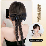 Daiiibabyyy  Synthetic Claw Clip Braided Ponytail Wig Bow Low Ponytail Braided Hair Accessories  Fake Braids Ponytail Hair Extension