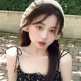 Daiiibabyyy  Knitted Hollow Out Triangle Hair Scarf Headband Women Girls Knitted Flower Headbands Summer Travel Literary Photo Headwear