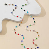 Daiiibabyyy  Colorful Zircon Y-Shaped Necklace Fashionable Creative Long Style High-End Simple Sexy Chain Necklace Women's Party Jewelry