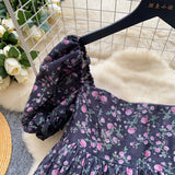DAIIIBABYYY  -  French Style Super Fairy Fluffy Dress 2025 Summer Gentle Square Neck Bubble Sleeves Slimming Floral Mesh Vestidos