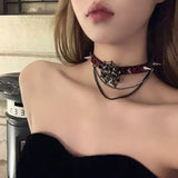 Daiiibabyyy  Gothic Punk Rose Necklace Choker Fashion Exaggerated Niche Personality y2k Jewelry for Women Lady Party Cosplay Accessories