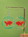 Daiiibabyyy  Cute Acrylic Iridescent Fish Tank Drop Earrings Lovely Cartoon Marine Animals Pendant Earring Women Jewelry Gifts