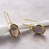 Daiiibabyyy  Huitan Women Drop Earrings Oval Shaped Luxury Gold Color Wedding Party Gentle Accessories Versatile Fashion Daily Lady Jewelry