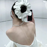 Daiiibabyyy  Handmade white satin bow hair band bridal wedding French retro wedding dress photo disc hair accessories