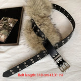 Daiiibabyyy  Vintage PU Leather Leather Fur Belt Faux Fur Spicy Girl Style Furry Waistband Korean Style Punk Y2K Waistband Daily