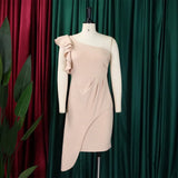 Daiiibabyyy  Fashion Dresses for Women One Shoulder Ruffles Mini Length Sexy Ladies Evening Night Party Club Vestidos Mujer Clothes