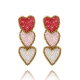 Daiiibabyyy 2024 Valentine's Day Hearts Dangle Beaded Earrings Vintage Weave Jewelry Gifts for Women Girls