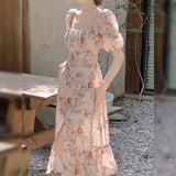 DAIIIBABYYY  -  French Haute Couture Fairy Long Dress, Temperament and Socialite New Slimming, Unique and Beautiful Floral Dress, Summer