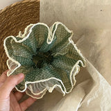 Daiiibabyyy  1PC Green Polka Dot Lace Four Layer Scrunchie, Elegant Elastic Hair Tie, Fashion Women Bun Hair Accessories Daily Hair Decor