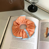 DAIIIBABYYY  -  Summer candy hit color hair rope plaid hair ring girl's heart rope tied ponytail rubber band Japanese and Korean  headdress