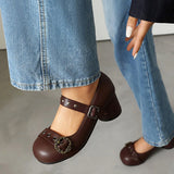DAIIIBABYYY  -  Fashionable high heels women's Mary Jane  Shoes Buckle decoration Sweet  Single Shoes JK uniform Shoes Large size 48