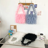Daiiibabyyy  Nice Bag Sweet Girlish Style Lace Pleated Bag Lace Hand Held Underarm Single Shoulder Bag Kawaii Crossbody Bags White Small Bag