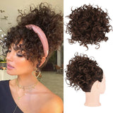 Daiiibabyyy  Messy Curly Hair Bun Ponytail Extensions Wig Synthetic Curly Wavy Hair Ponytail with Drawstring&Combs for Women Daily Party Wear
