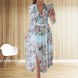 Daiiibabyyy  Women floral Chiffon Flower Dress trends new in Ladies Elegant V Neck short Sleeve korean style Summer Dress Female Clothes