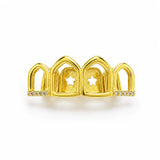 Daiiibabyyy  Hot-Selling Hip-Hop Hollowed-Out Diamond-Studded Braces In Gold Finish - Drip Grills New Accessory Jewelry With Diamonds