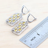 Daiiibabyyy Wedding 925 Silver Bridal Jewelry Sets Yellow Zircon Bracelets Earrings Rings Pendant For Women Necklace Set