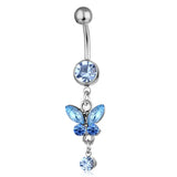 Daiiibabyyy  Y2K Jewelry Stainless Steel Crystal Butterfly Belly Button Rings Sexy Accessory Shiny Body Piercing Korean Charm Belly Piercing