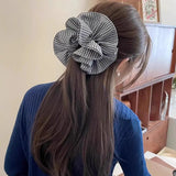 Daiiibabyyy  Maillard Plaid Lace Hair Scrunchies For Womens Girls Ponytail Holder Hair Ties Elastic Hair Rope Hair Accessories